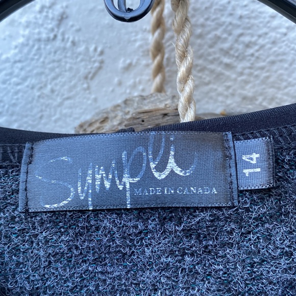 Sympli hooded grey black size 14 grey acrylic with poly black hood sweater - Picture 5 of 8